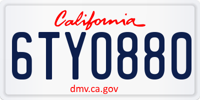 CA license plate 6TYO880