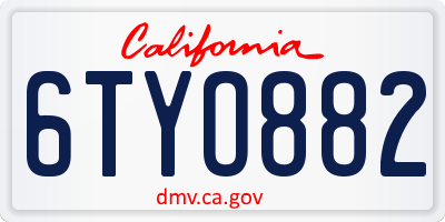 CA license plate 6TYO882