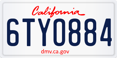CA license plate 6TYO884