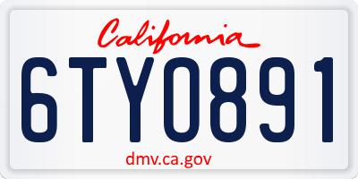 CA license plate 6TYO891