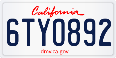 CA license plate 6TYO892