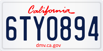 CA license plate 6TYO894