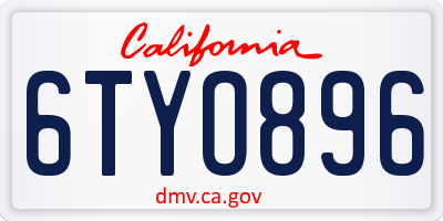CA license plate 6TYO896