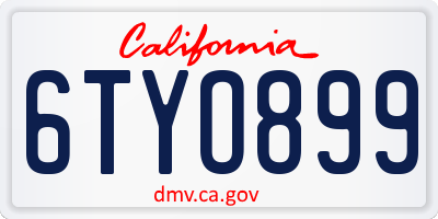 CA license plate 6TYO899