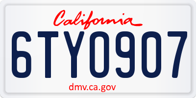 CA license plate 6TYO907