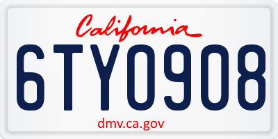 CA license plate 6TYO908