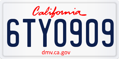 CA license plate 6TYO909