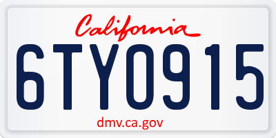CA license plate 6TYO915
