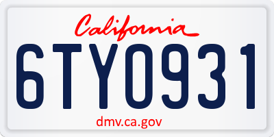 CA license plate 6TYO931