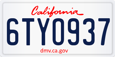 CA license plate 6TYO937