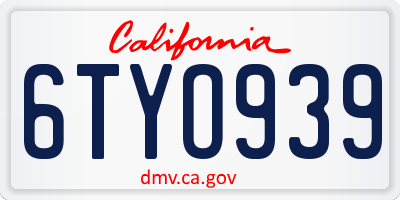 CA license plate 6TYO939
