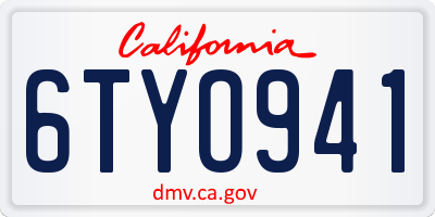 CA license plate 6TYO941