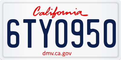 CA license plate 6TYO950
