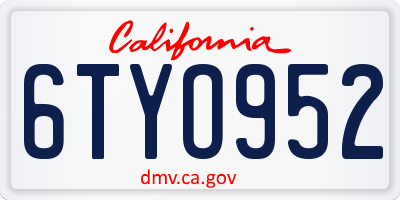 CA license plate 6TYO952