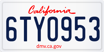 CA license plate 6TYO953