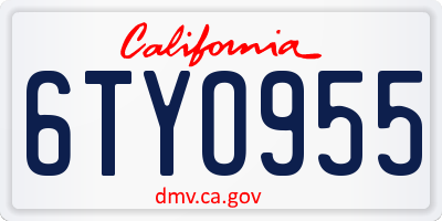 CA license plate 6TYO955