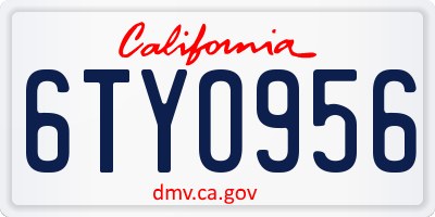 CA license plate 6TYO956