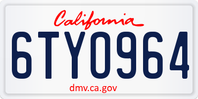 CA license plate 6TYO964