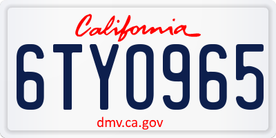CA license plate 6TYO965