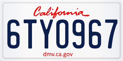 CA license plate 6TYO967
