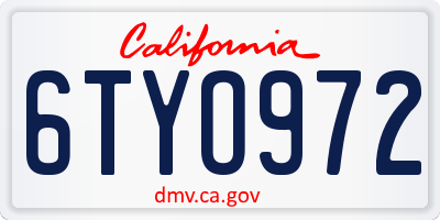CA license plate 6TYO972