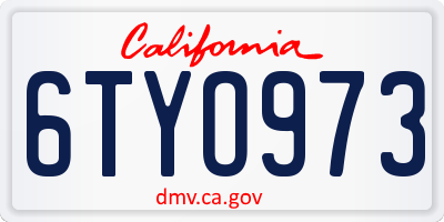 CA license plate 6TYO973