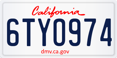 CA license plate 6TYO974