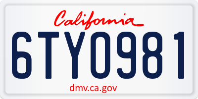 CA license plate 6TYO981