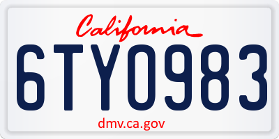 CA license plate 6TYO983