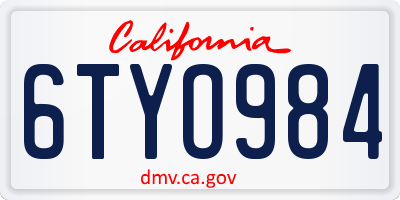 CA license plate 6TYO984