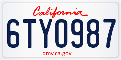 CA license plate 6TYO987