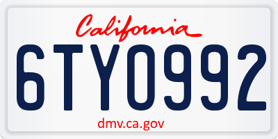 CA license plate 6TYO992