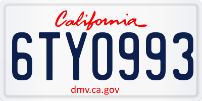 CA license plate 6TYO993