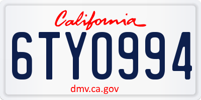 CA license plate 6TYO994