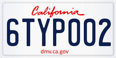 CA license plate 6TYP002