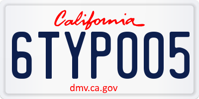 CA license plate 6TYP005