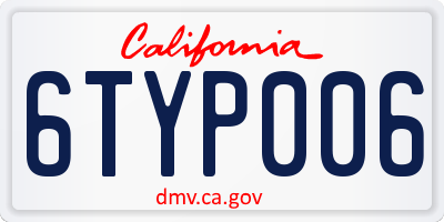 CA license plate 6TYP006