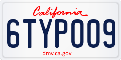 CA license plate 6TYP009