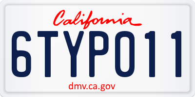 CA license plate 6TYP011