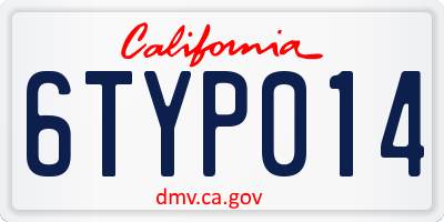 CA license plate 6TYP014