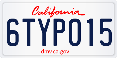 CA license plate 6TYP015