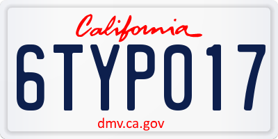 CA license plate 6TYP017
