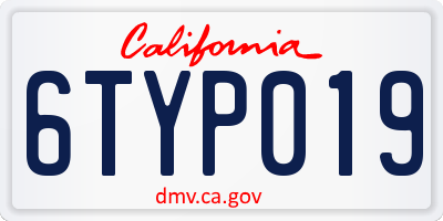 CA license plate 6TYP019