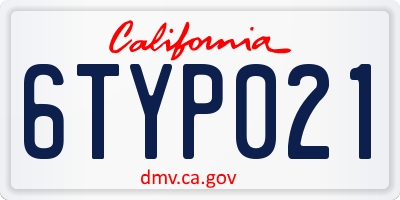 CA license plate 6TYP021