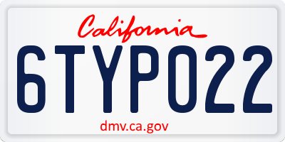 CA license plate 6TYP022