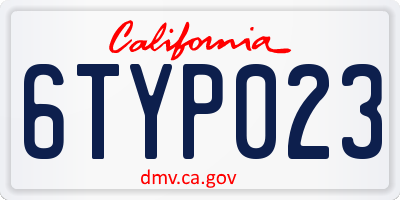 CA license plate 6TYP023