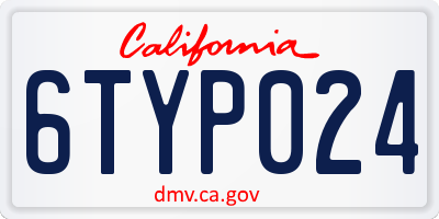 CA license plate 6TYP024