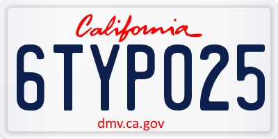 CA license plate 6TYP025