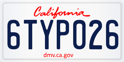 CA license plate 6TYP026