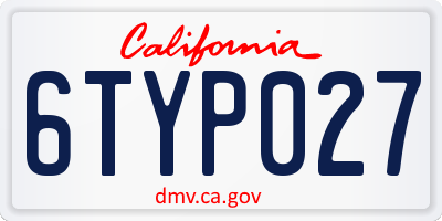CA license plate 6TYP027